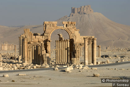 The site of Palmyra and the Arab castle in the background