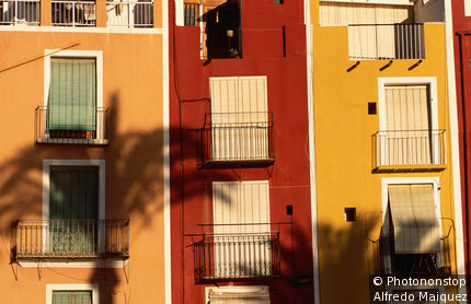 Colourful house facades in Arenal District.