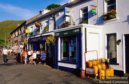 Ireland, Republic of Ireland, Connaught, Killary Harbour, Leenane village shops.