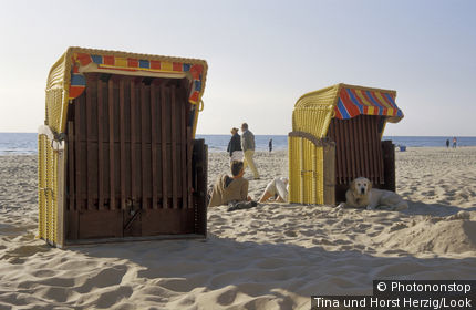 Beach chairs and people at the beach, Egmond aan Zee, Netherlands, Europe