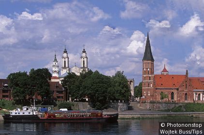 Lithuania,Kaunas,Nemunas river,Vystautas church, St. Francis church (Jesuit Monastery).