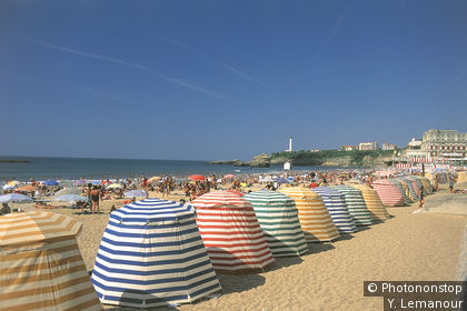 Cabines sur la plage de Biarritz