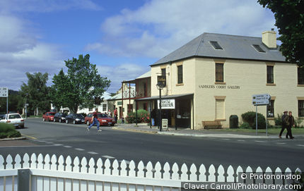 Street scene in historic Richmond, Tasmania, Australia