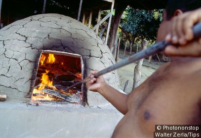 Firing ceramics in oven, Guaitil pottery making community. Nicoya peninsula, Costa Rica