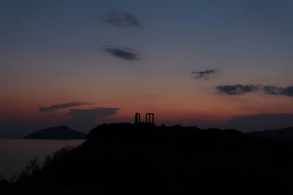 Cap Sounion : coucher de soleil sur le temple