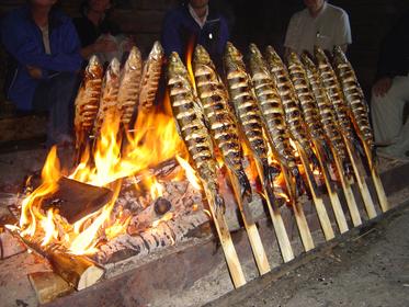 Grilling the fish in old stile